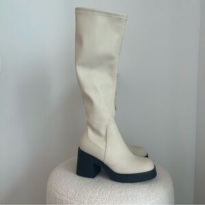 CREAM KNEE HIGH BOOTS